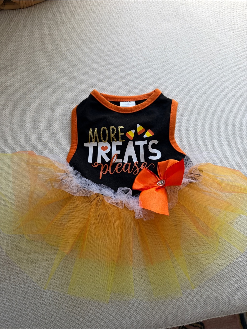 'More Treats Please' Black & Orange Halloween Tutu Dress